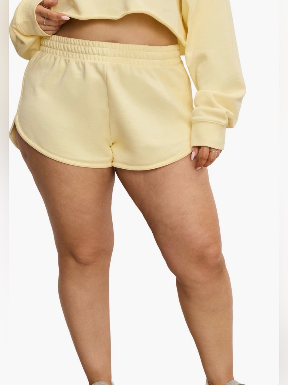 Good American Women’s Terry Sweat Shorts Drawstring Size 3XL Yellow NWT